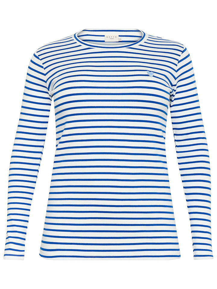 KAFFE curve Koszulka w kolorze biało-niebieskim rozmiar: XL