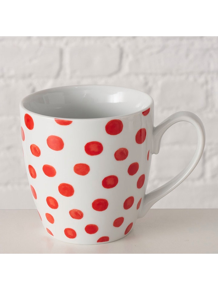 Boltze Kubek jumbo "Jingle" w kolorze biało-czerwonym - 480 ml rozmiar: onesize