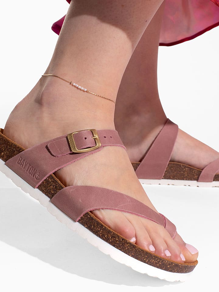 BAYTON Skórzane japonki "Diane" w kolorze szaroróżowym rozmiar: 42