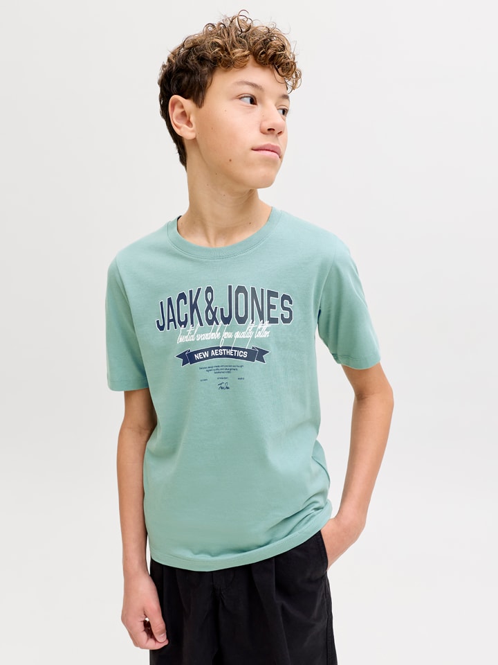 JACK & JONES Junior Koszulka "Logo" w kolorze turkusowym rozmiar: 152