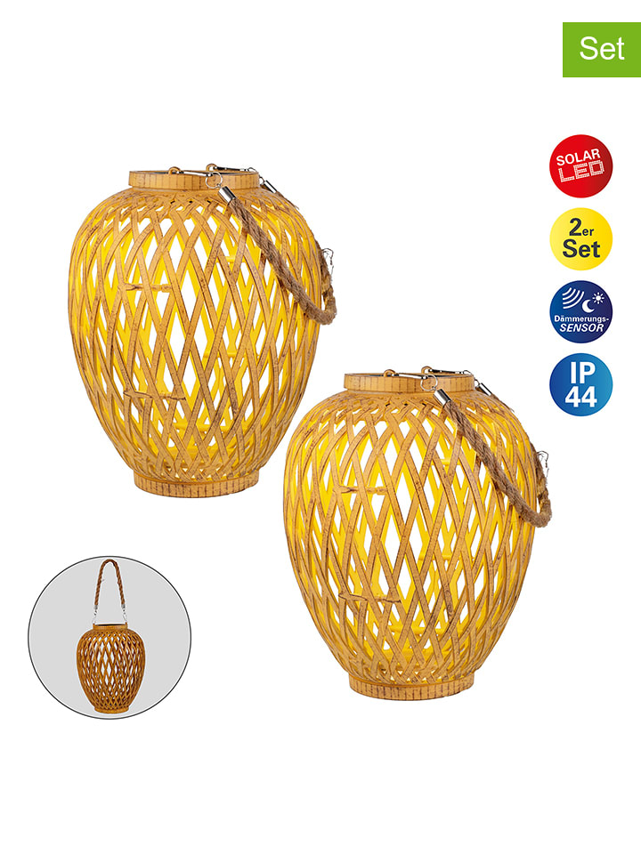näve Dekoracyjne lampy solarne (2 szt.) w kolorze jasnobrązowym - wys. 24 x Ø 20 cm rozmiar: onesize