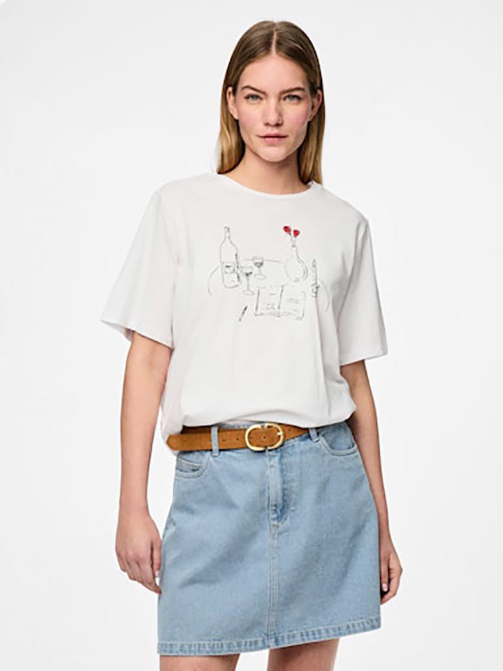 Pieces Koszulka "Signe" w kolorze białym rozmiar: S