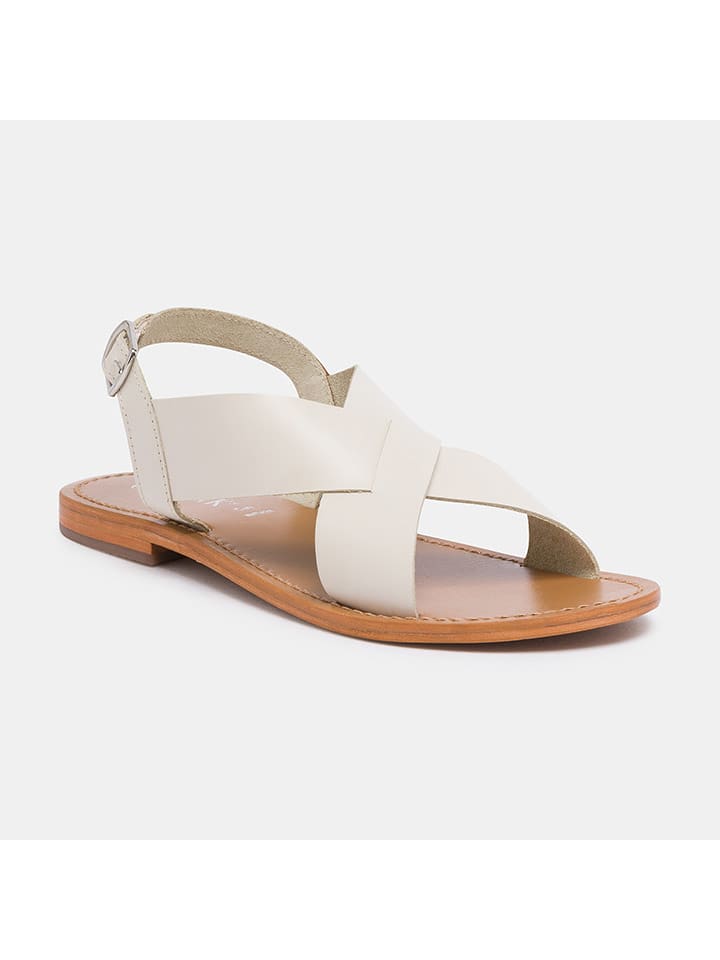 CALANK Skórzane sandały w kolorze kremowym rozmiar: 37