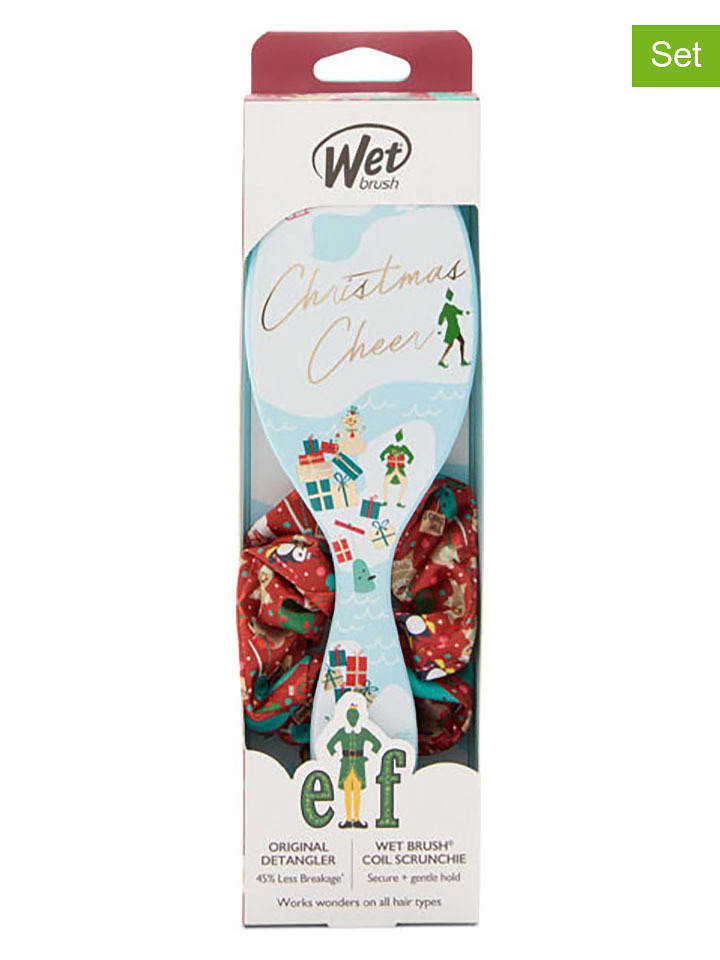 Wet brush 2-częściowy zestaw "Detangler - Elf" w kolorze czerwono-błękitnym rozmiar: onesize
