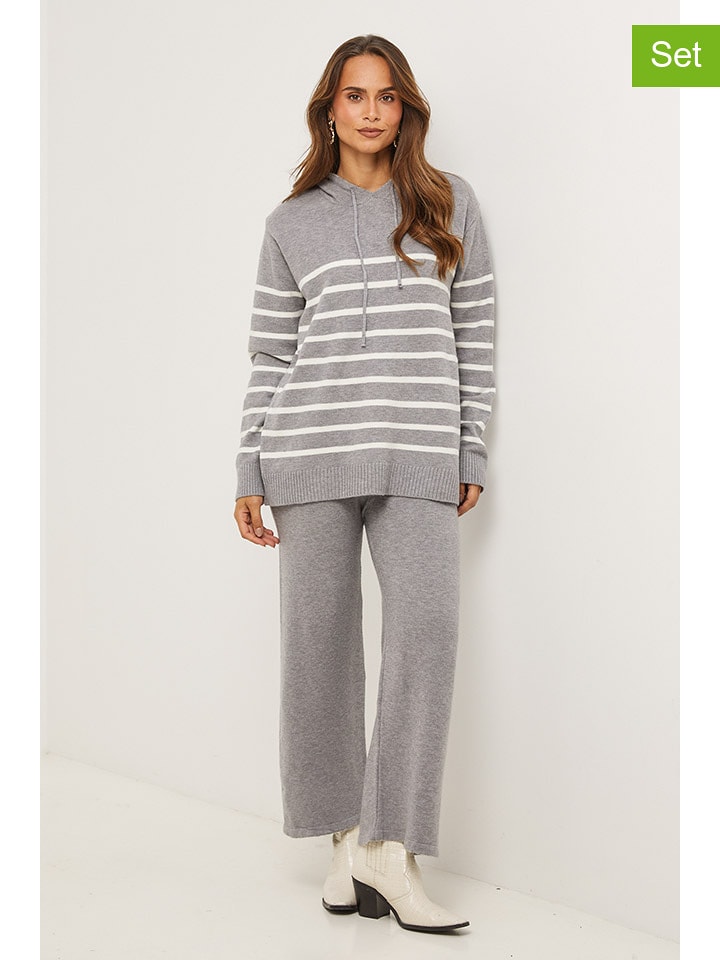 L'armoire de Suzette 2-częściowy zestaw w kolorze szaro-białym rozmiar: 40/42