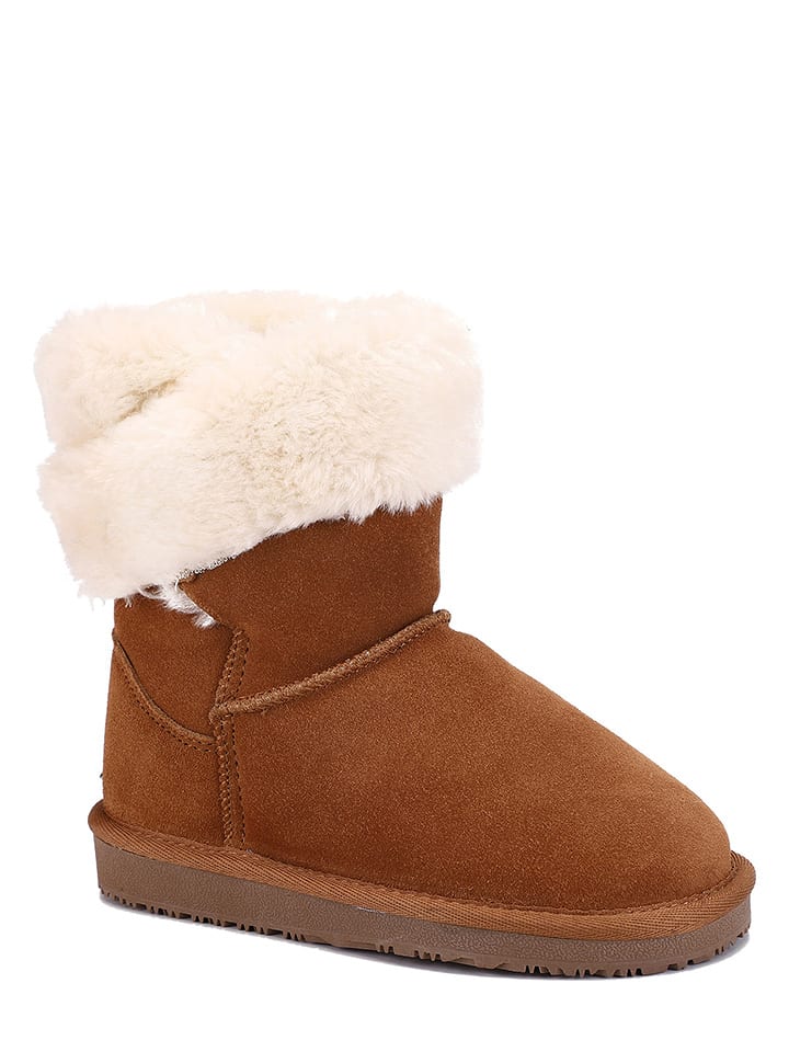 NICEBAY Skórzane botki zimowe "Fiore" w kolorze jasnobrązowym rozmiar: 32