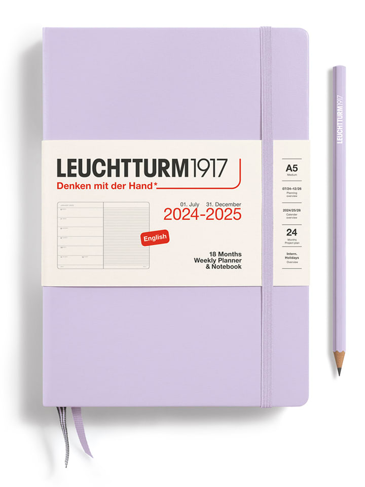 LEUCHTTURM1917 Kalendarz tygodniowy i notatnik w kolorze fioletowym - 14,5 x 21 cm, ENG rozmiar: onesize