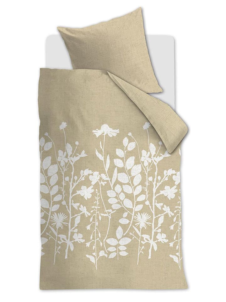 Beddinghouse Komplet pościeli "Plant" w kolorze żółto-białym rozmiar: 155x220 cm