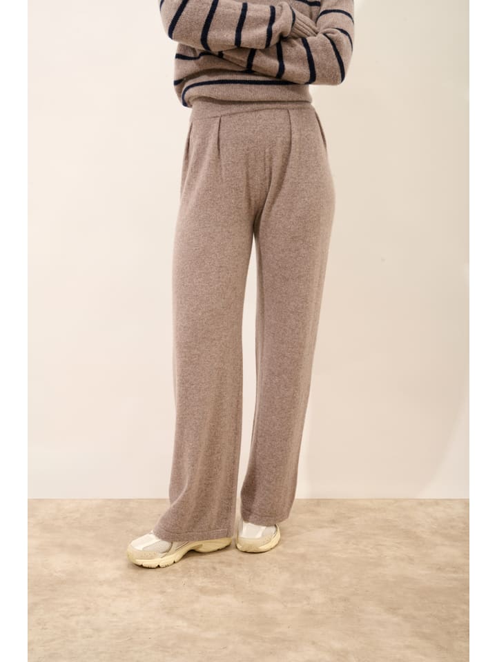 Just Cashmere Kaszmirowe spodnie "Daphne" w kolorze szarobrązowym rozmiar: S