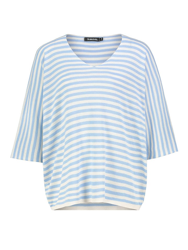 Sublevel Sweter w kolorze błękitno-białym rozmiar: M/L