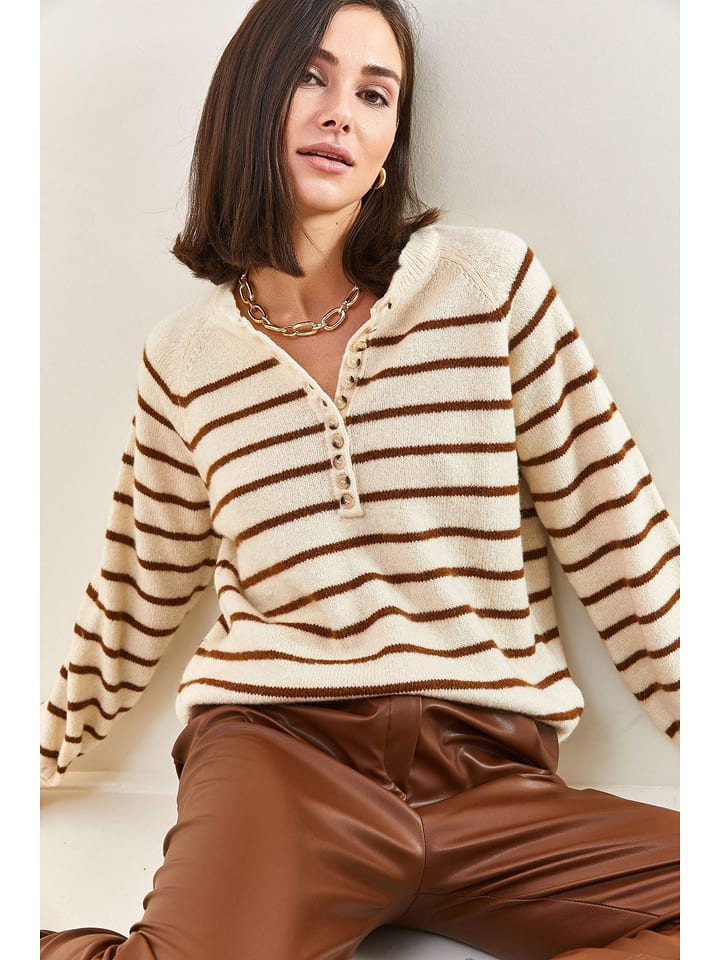 Happiness Istanbul Sweter w kolorze beżowym rozmiar: onesize