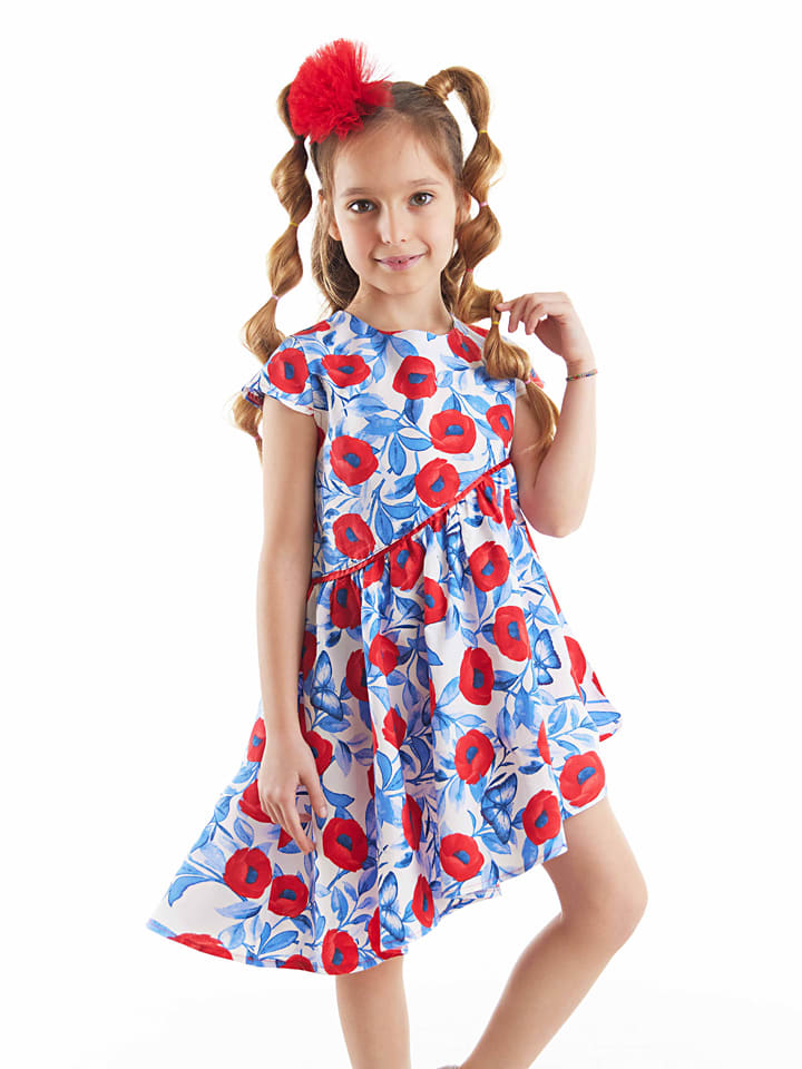 Denokids Sukienka "Poppy" w kolorze czerwono-niebieskim rozmiar: 110