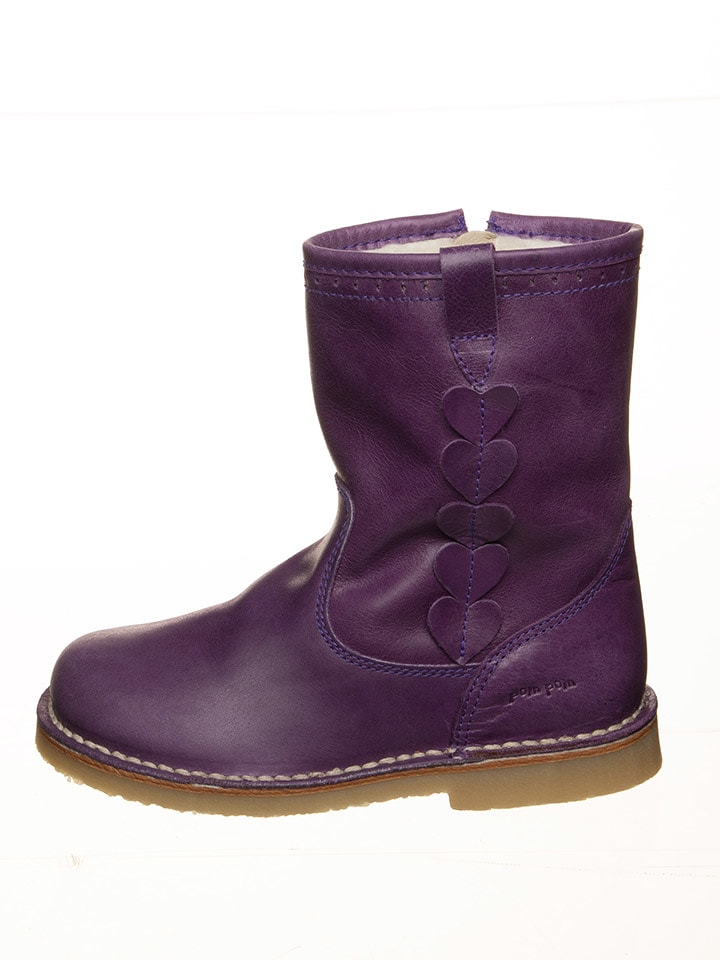 POM POM Skórzane kozaki w kolorze fioletowym rozmiar: 26