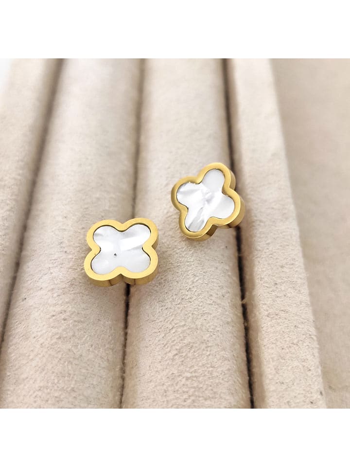 Nakkash Pozłacane kolczyki-wkrętki z masą perłową rozmiar: onesize