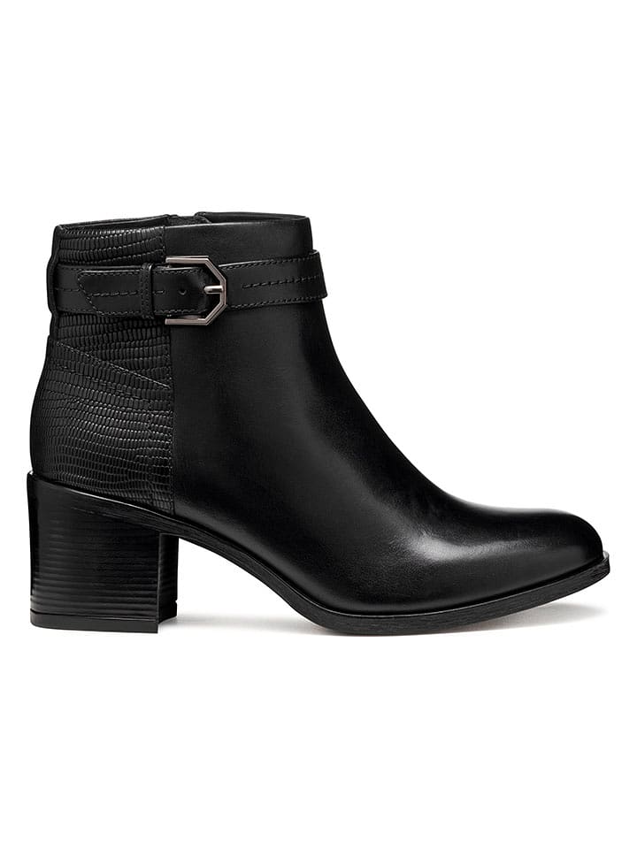 Geox Skórzane botki "New Asheel" w kolorze czarnym rozmiar: 38