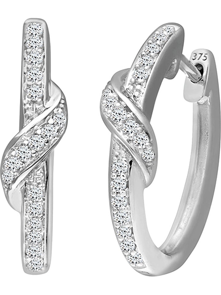 Revoni Złote kolczyki-kreole z z diamentami rozmiar: onesize