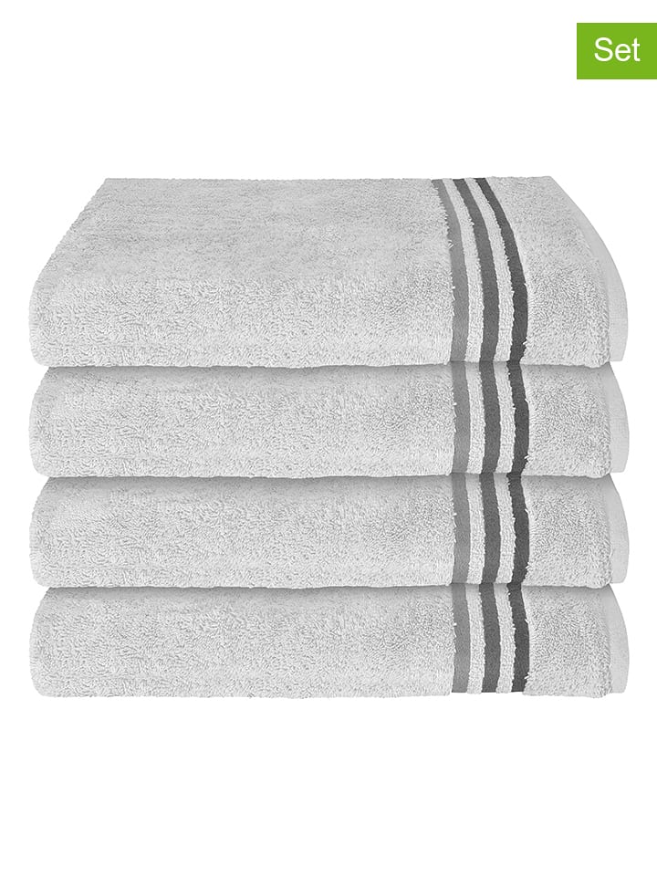 Schiesser Ręczniki (4 szt.) "Skyline" w kolorze jasnoszarym do rąk rozmiar: 50x100 cm