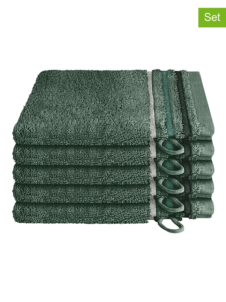 Schiesser Myjki (5 szt.) "Skyline" w kolorze zielonym rozmiar: 16x22 cm