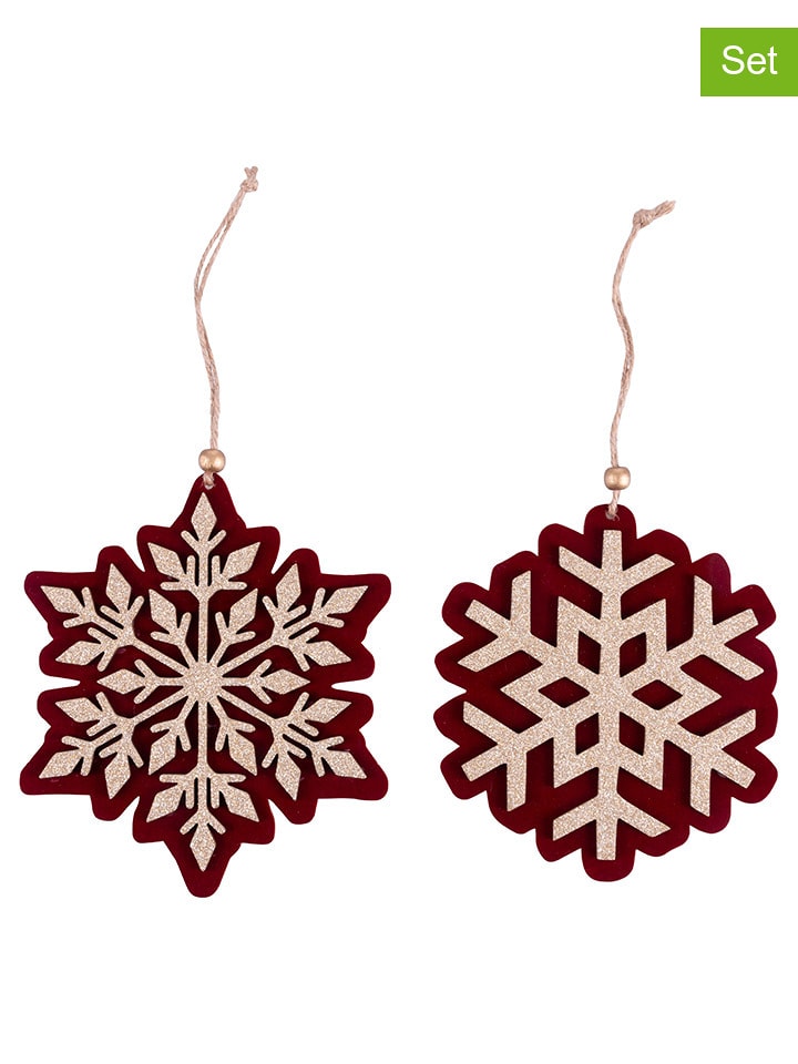 Villa d´Este Zawieszki dekoracyjne (6 szt.) "Natale" w kolorze czerwonym - Ø 15 cm rozmiar: onesize