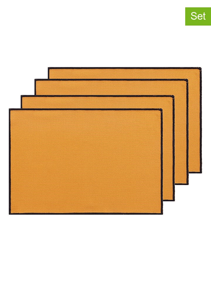 GAMUSI Podkładki stołowe (4 szt.) "Sabler" w kolorze żółtym rozmiar: 35x50 cm