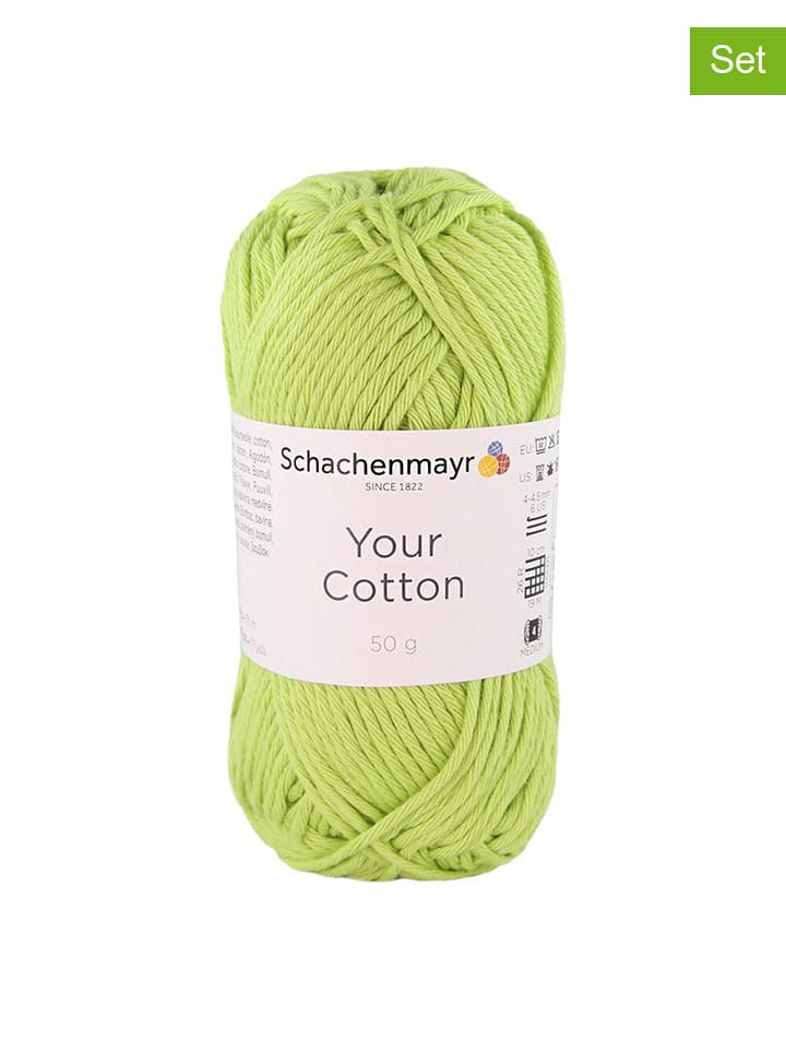 Schachenmayr since 1822 Przędza bawełniana (10 szt.) "Your Cotton" w kolorze jasnozielonym - 10 x 50 g rozmiar: onesize