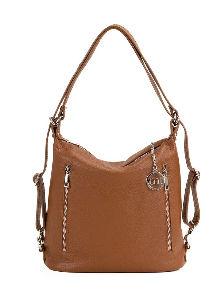 Mia Tomazzi Skórzany plecak "Giulianova" w kolorze jasnobrązowym - 28 x 29 x 12 cm rozmiar: onesize