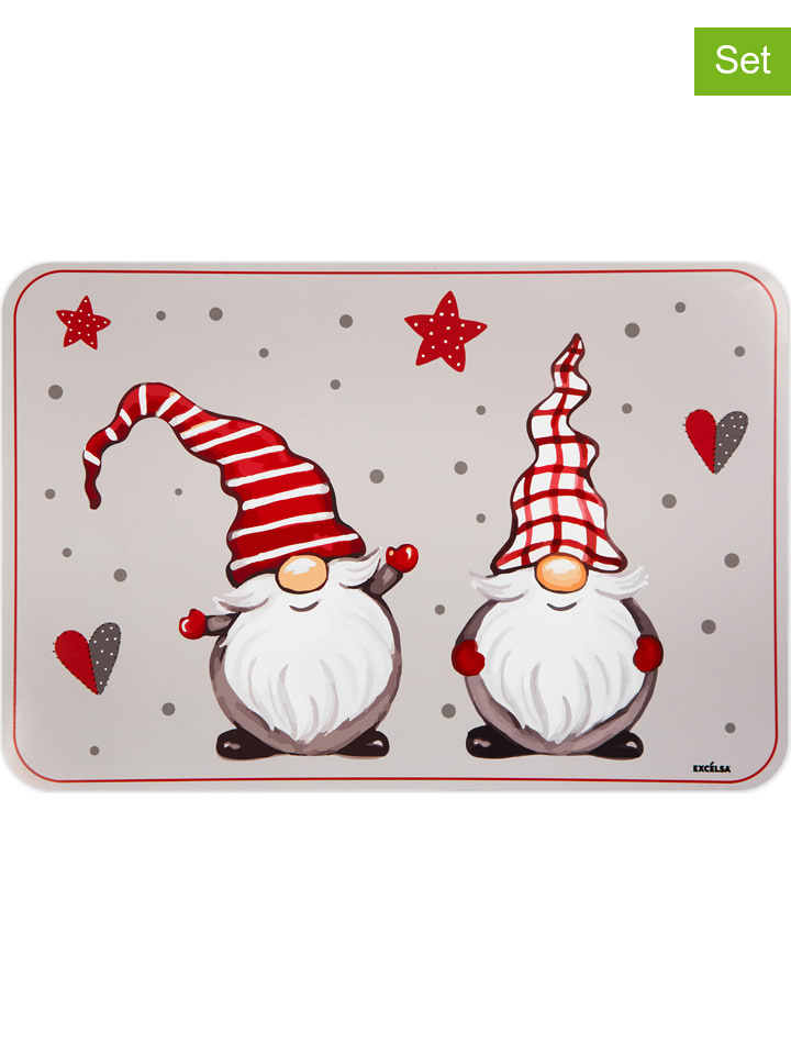 Trendy Kitchen by EXCÉLSA Podkładki stołowe (6 szt.) "Gnomo" w kolorze kremowo-czerwonym rozmiar: onesize
