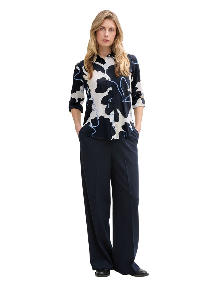 Tom Tailor Bluzka w kolorze biało-granatowym rozmiar: 38