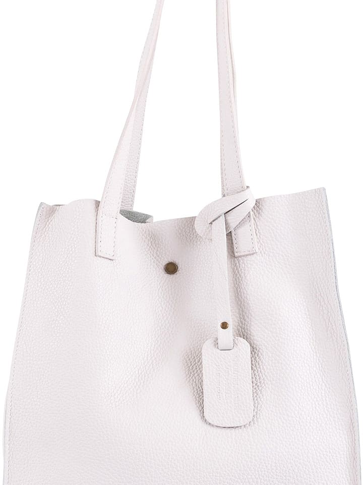 Lia Biassoni Skórzana torebka "Busento" w kolorze białym - 34 x 28 x 12 cm rozmiar: onesize