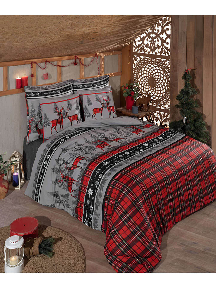 Colourful Cotton Komplet pościeli w kolorze czerwono-szarym rozmiar: 140x200 cm