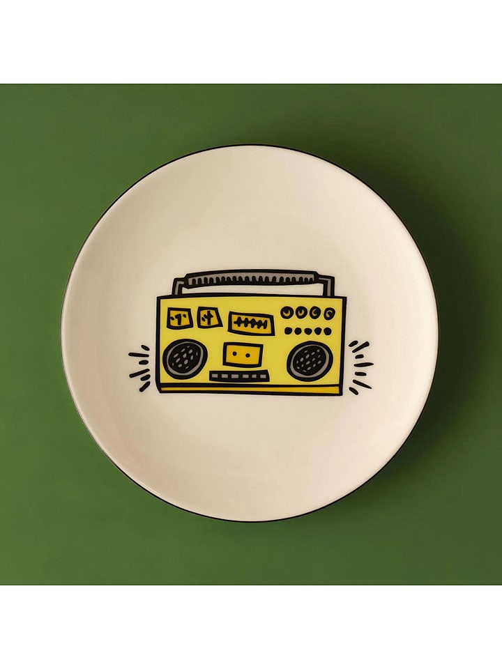 BELLA MAISON Talerz śniadaniowy "Keith Haring" w kolorze złoto-żółtym - Ø 19 cm rozmiar: onesize