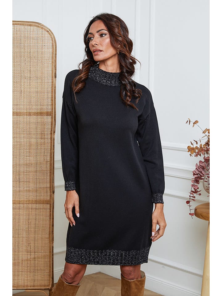 So Cachemire Sukienka dzianinowa "Linoa" w kolorze czarnym rozmiar: XL