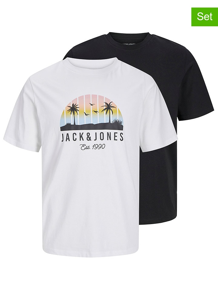 Jack & Jones Koszulki (2 szt.) w kolorze białym i czarnym rozmiar: M