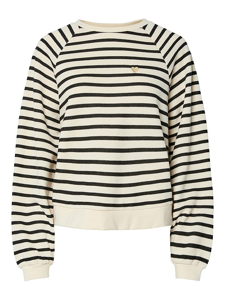 Pieces Bluza "Greta" w kolorze czarno-kremowym rozmiar: L