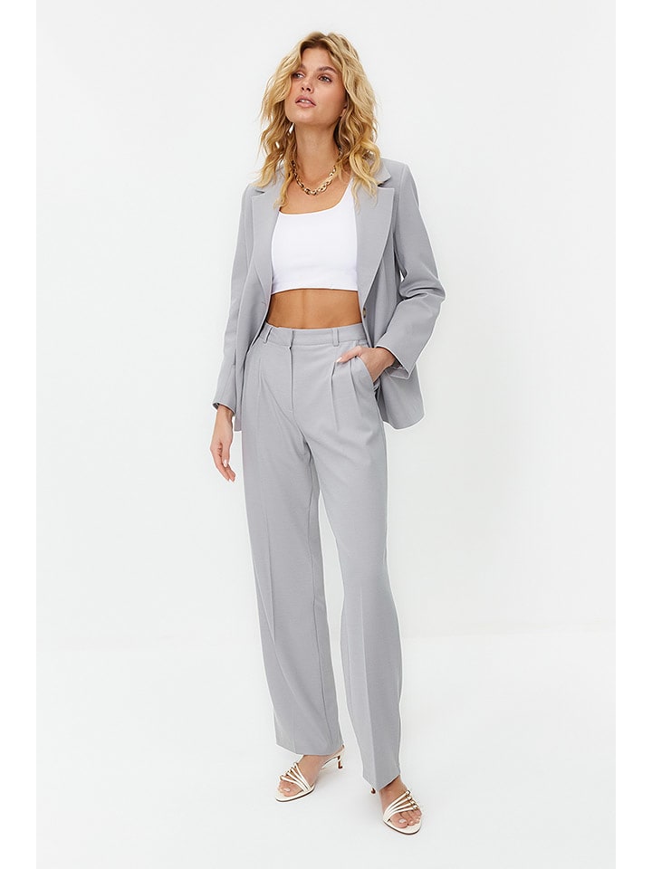 trendyol Spodnie w kolorze szarym rozmiar: 38