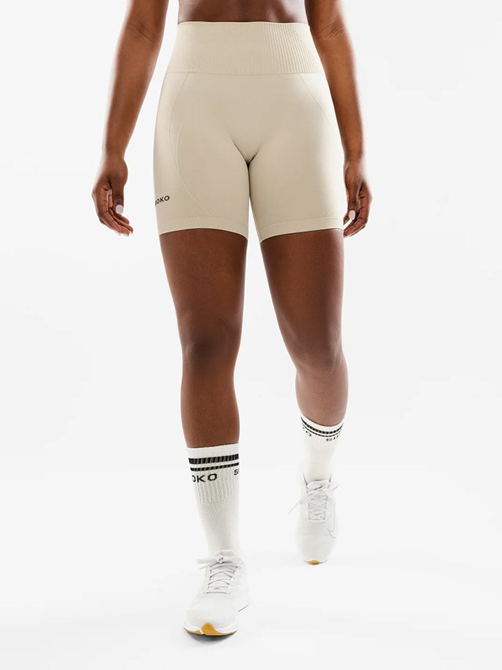 Siroko Szorty "Dynamic" w kolorze beżowym do jogi rozmiar: S-M