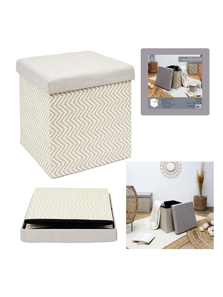 Ethnical Life Hocker w kolorze szaro-beżowym ze schowkiem - 38 x 38 x 38 cm rozmiar: onesize