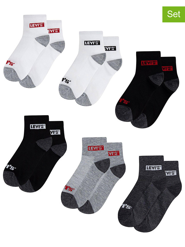 Levi's Kids Skarpety (6 par) w kolorze biało-czarno-szarym rozmiar: 110-122