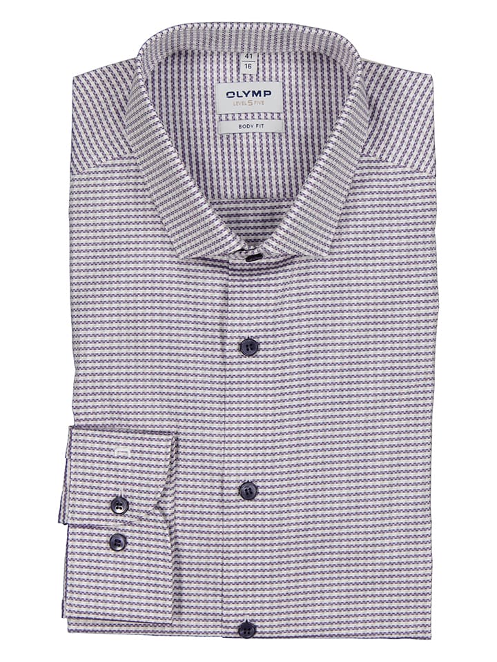 OLYMP Koszula "Level 5" - Body fit - w kolorze fioletowo-białym rozmiar: 42