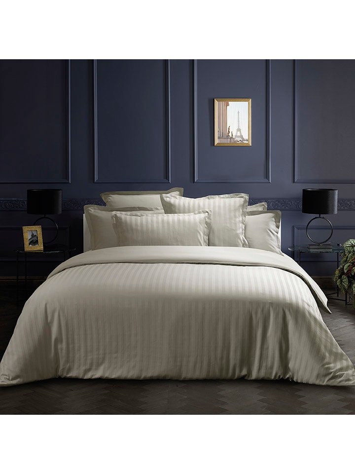 maison héritage PARIS Komplet pościeli satynowej "Dobby" w kolorze szarobrązowym rozmiar: 200x220 cm