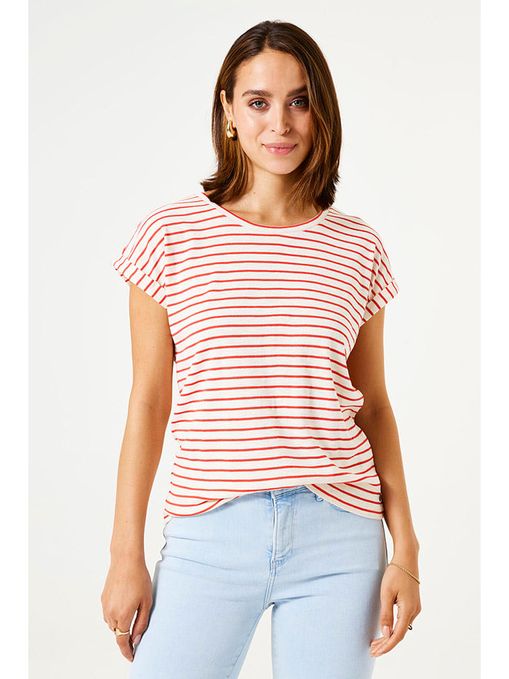 Garcia Koszulka w kolorze biało-jasnoróżowym rozmiar: S