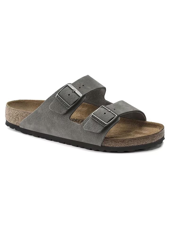 Birkenstock Skórzane klapki "Arizona" w kolorze szarym rozmiar: 43