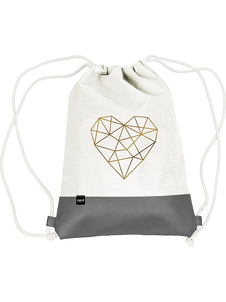ppd Plecak "Geometric Heart" w kolorze szaro-złotym - 32 x 40 cm rozmiar: onesize