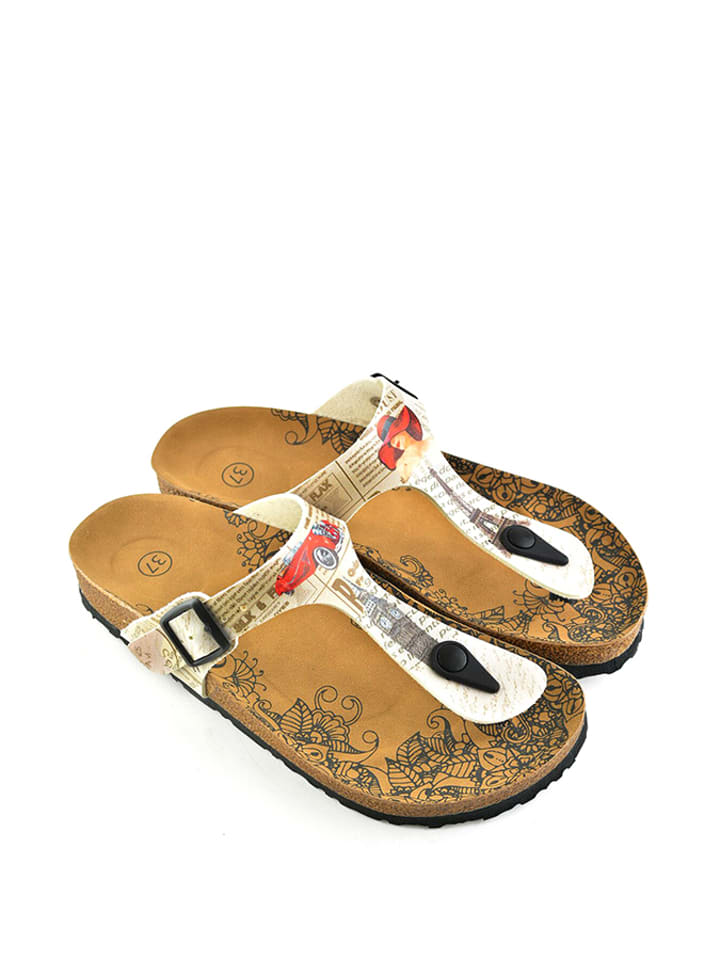 Calceo Japonki w kolorze kremowym ze wzorem rozmiar: 40