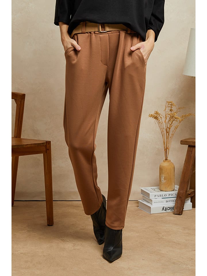 Plume Spodnie "Lavi" w kolorze karmelowym rozmiar: L