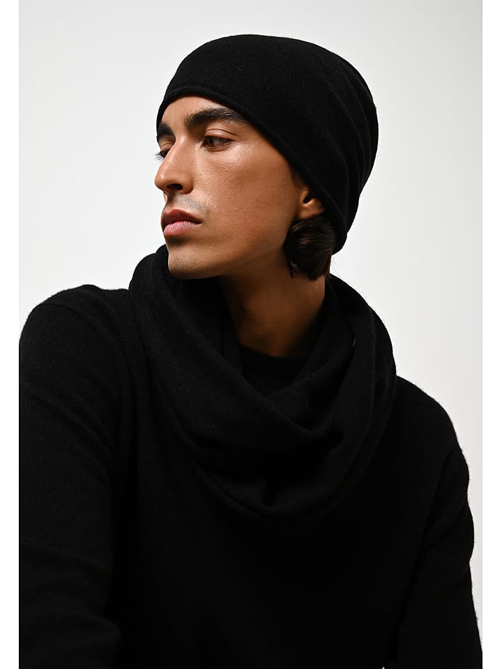 AUTHENTIC CASHMERE Kaszmirowa czapka "Pinier" w kolorze czarnym rozmiar: onesize