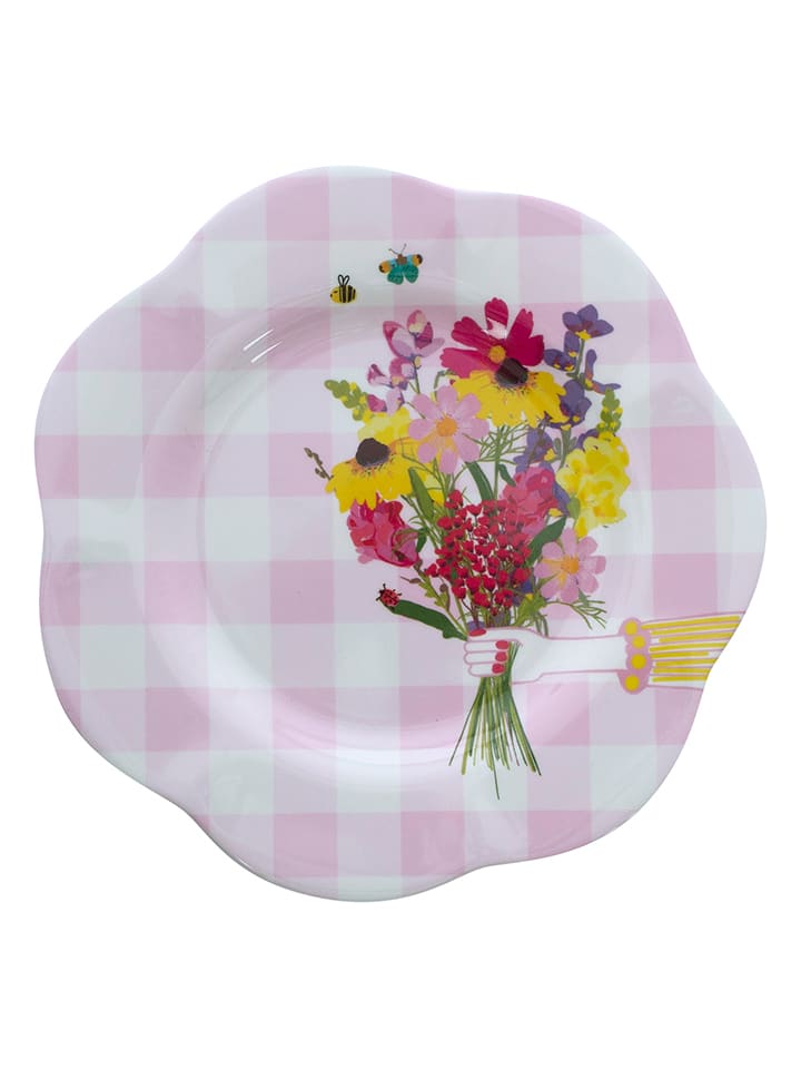 Overbeck and Friends Talerz deserowy "Viola" w kolorze biało-jasnoróżowym - Ø 22 cm rozmiar: onesize