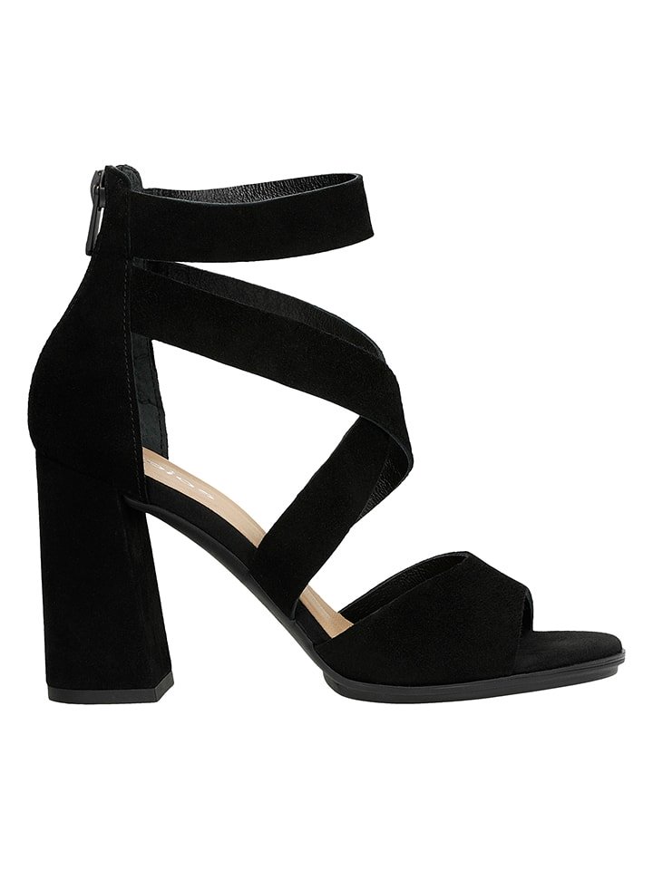 Wojas Skórzane sandały w kolorze czarnym na obcasie rozmiar: 38