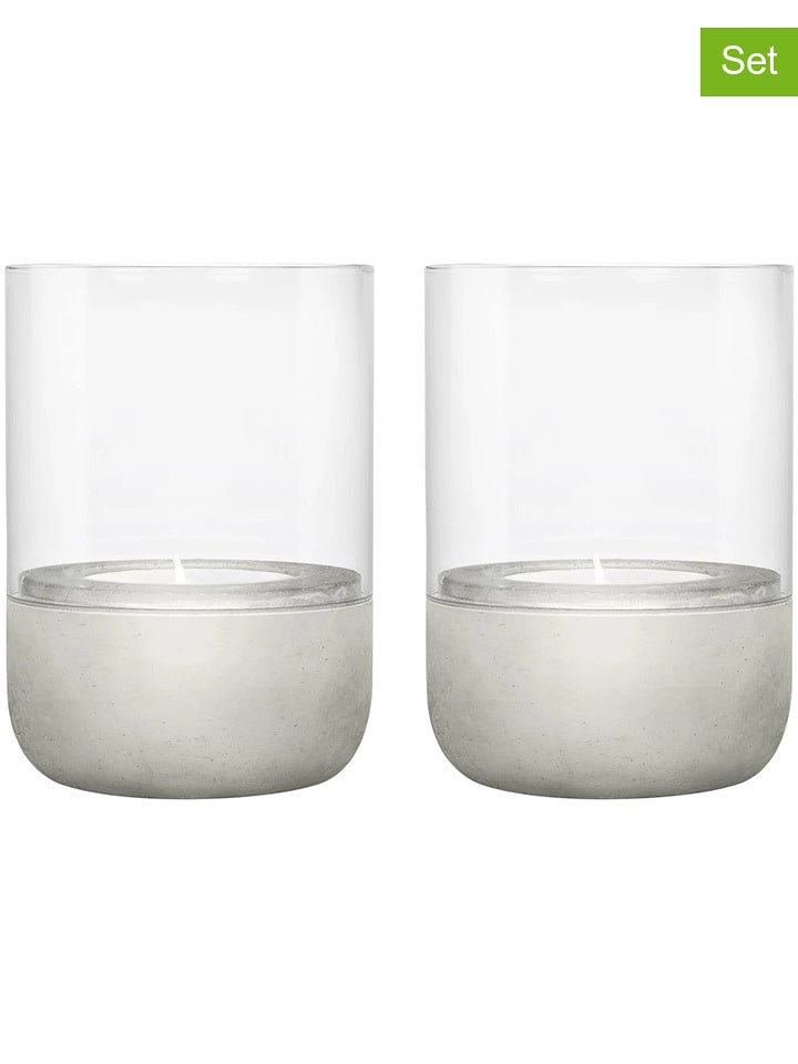 Blomus Świeczniki (2 szt.) "Calma" w kolorze jasnoszarym - wys. 9 x Ø 7 cm rozmiar: onesize