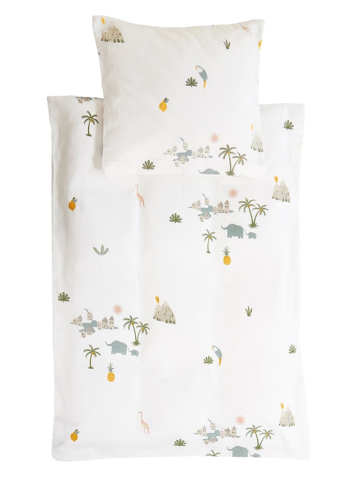 roommate Komplet pościeli "Tropical" w kolorze białym ze wzorem dla dzieci rozmiar: 140x200 cm
